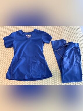 Grey's Anatomy Royal Blue Scrub Top & Pants Set